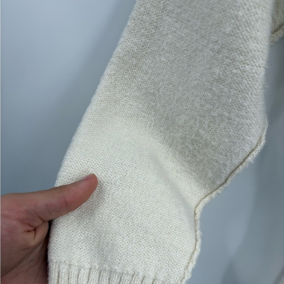 Altar'd State Off White Oversized FuzzyTurtleneck Ribbed Sweater Size Medium - Picture 5 of 14